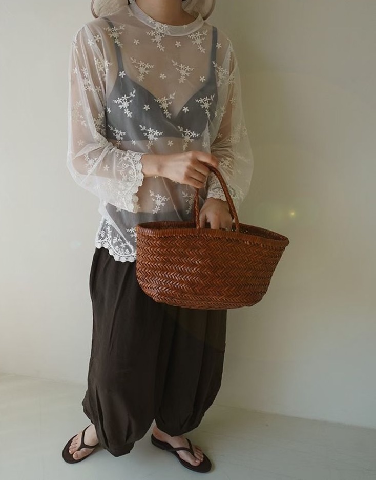 CD24 / SHEER EMBROIDERED MESH TOP