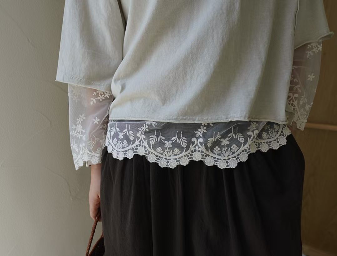 CD24 / SHEER EMBROIDERED MESH TOP