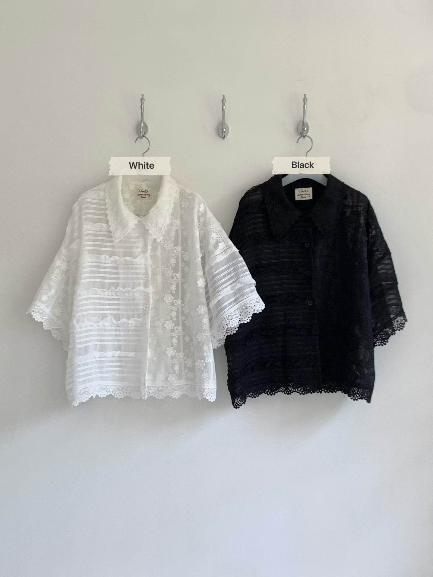 RT06 / MIXED RUFFLE LACE OUTER SHIRT