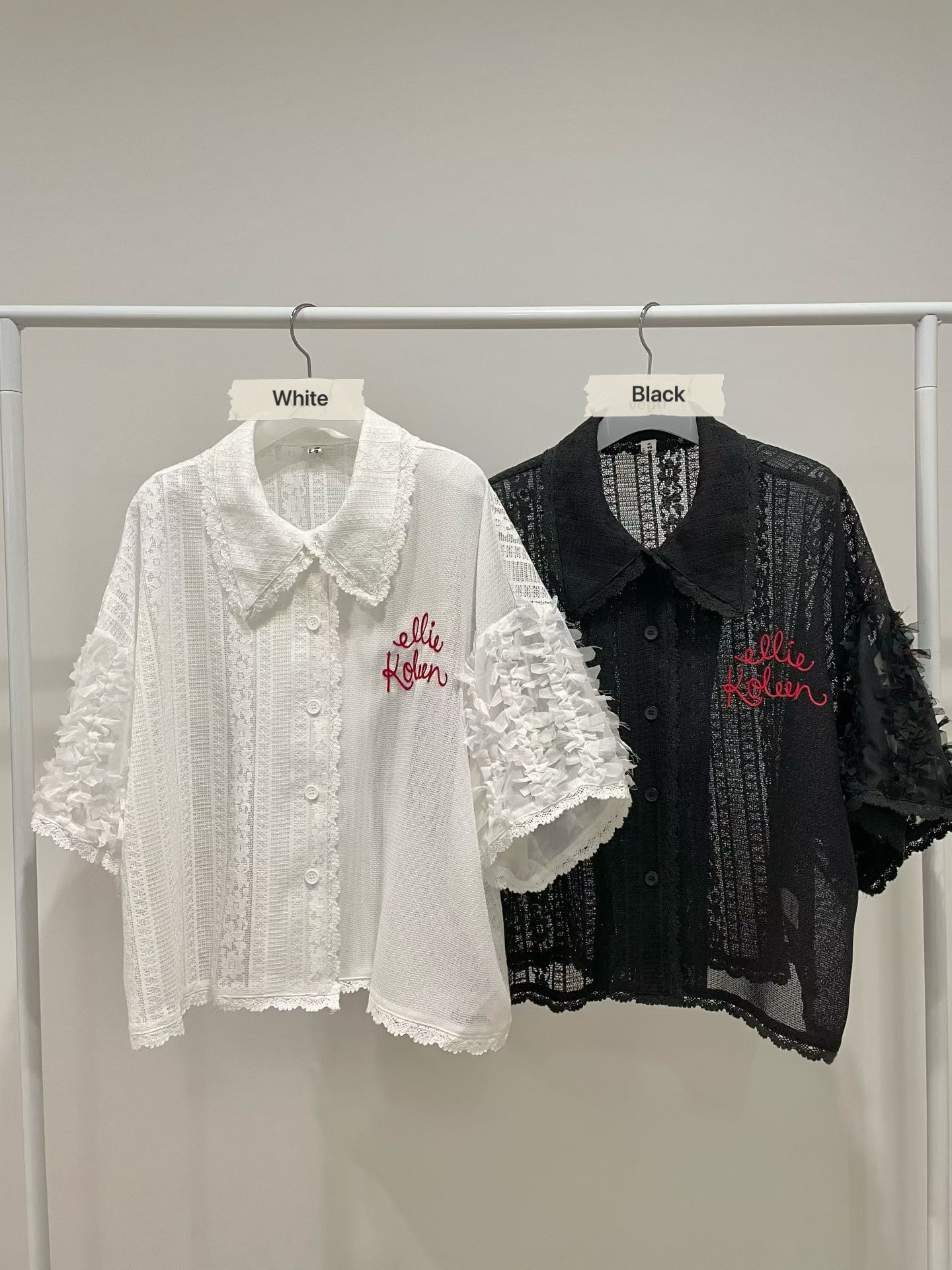 RT22 / "ELLIE KOLEEN" LACE EMBROIDERED SHIRT
