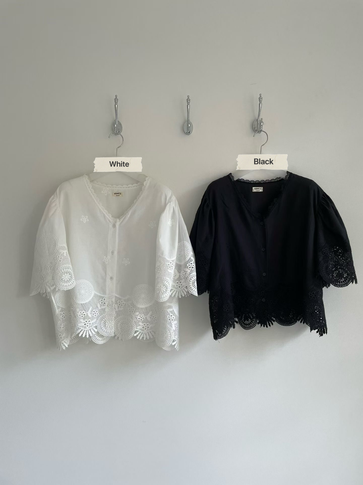 RT21 / DELICATE EMBROIDERED EYELET BUTTON DOWN TOP