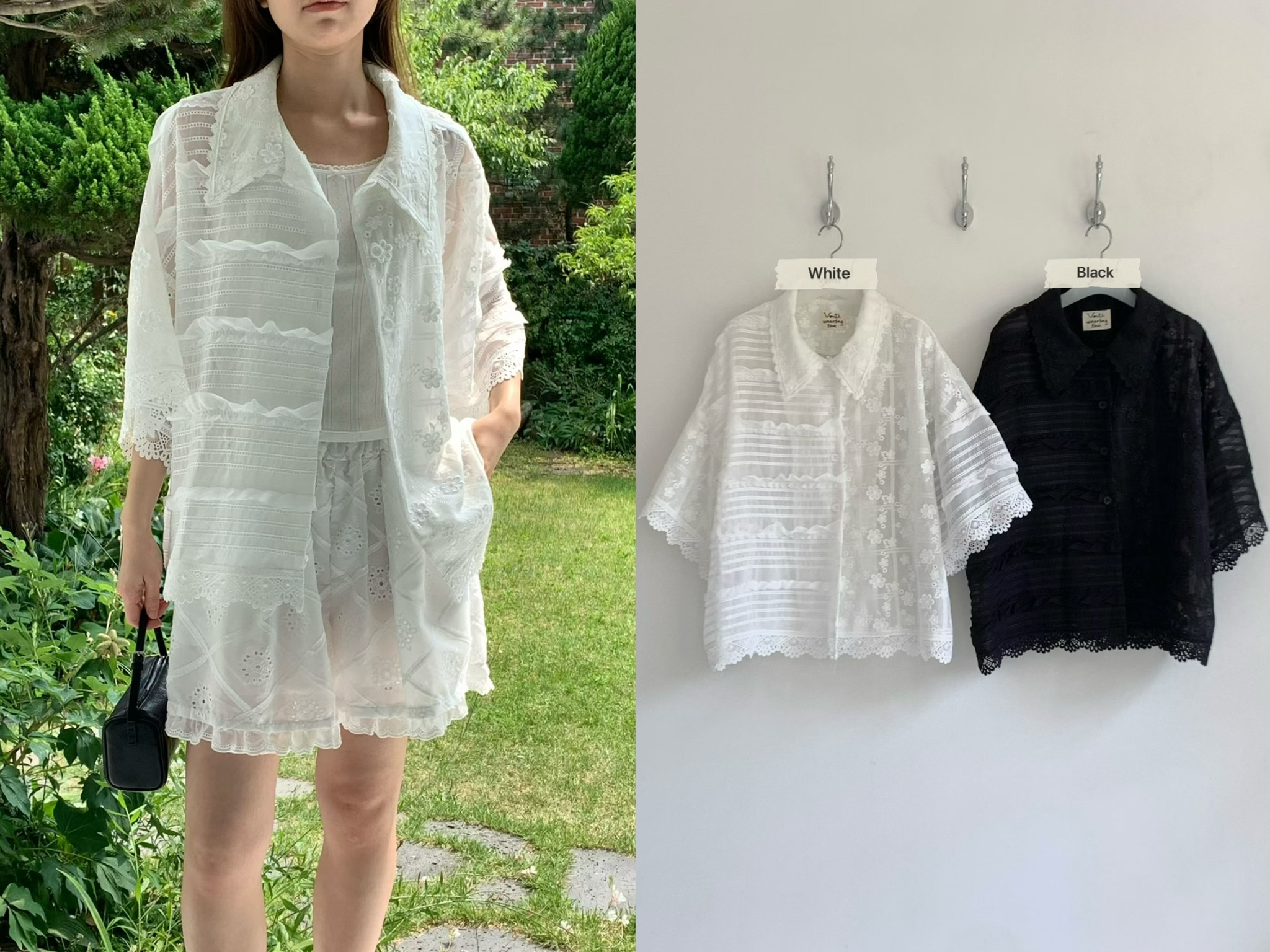 RT06 / MIXED RUFFLE LACE OUTER SHIRT