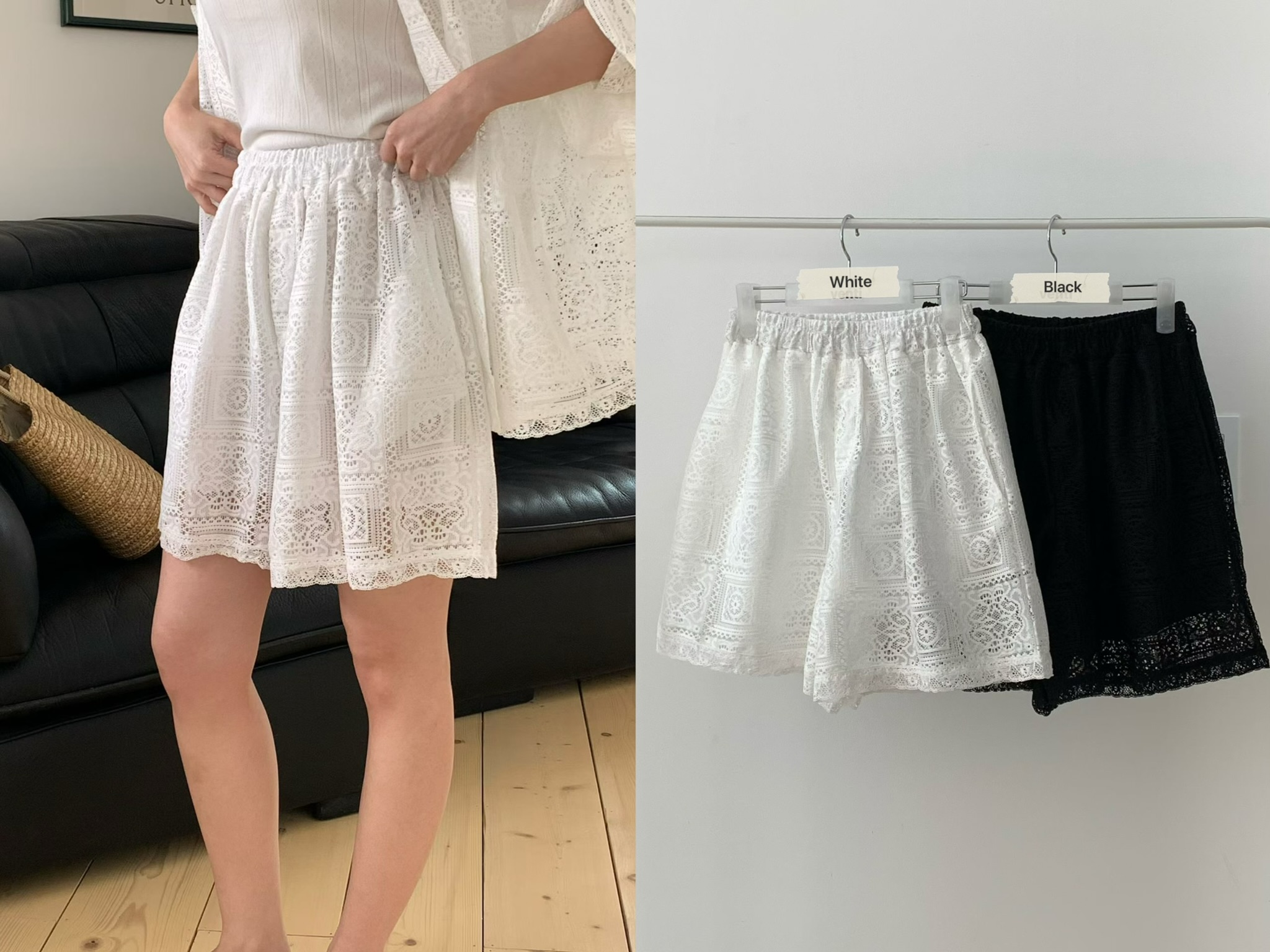 RT25 / GEOMETRIC LACE POCKET SHORTS