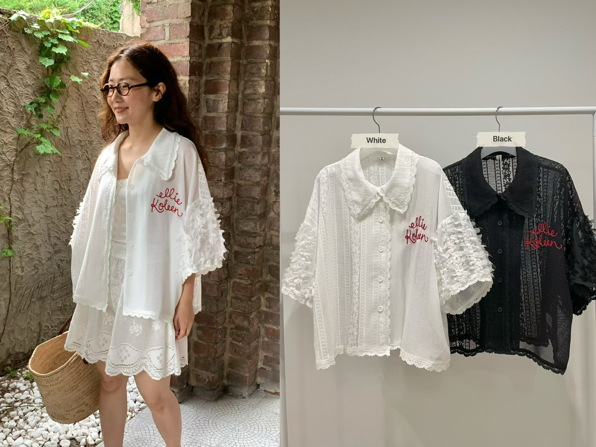 RT22 / "ELLIE KOLEEN" LACE EMBROIDERED SHIRT