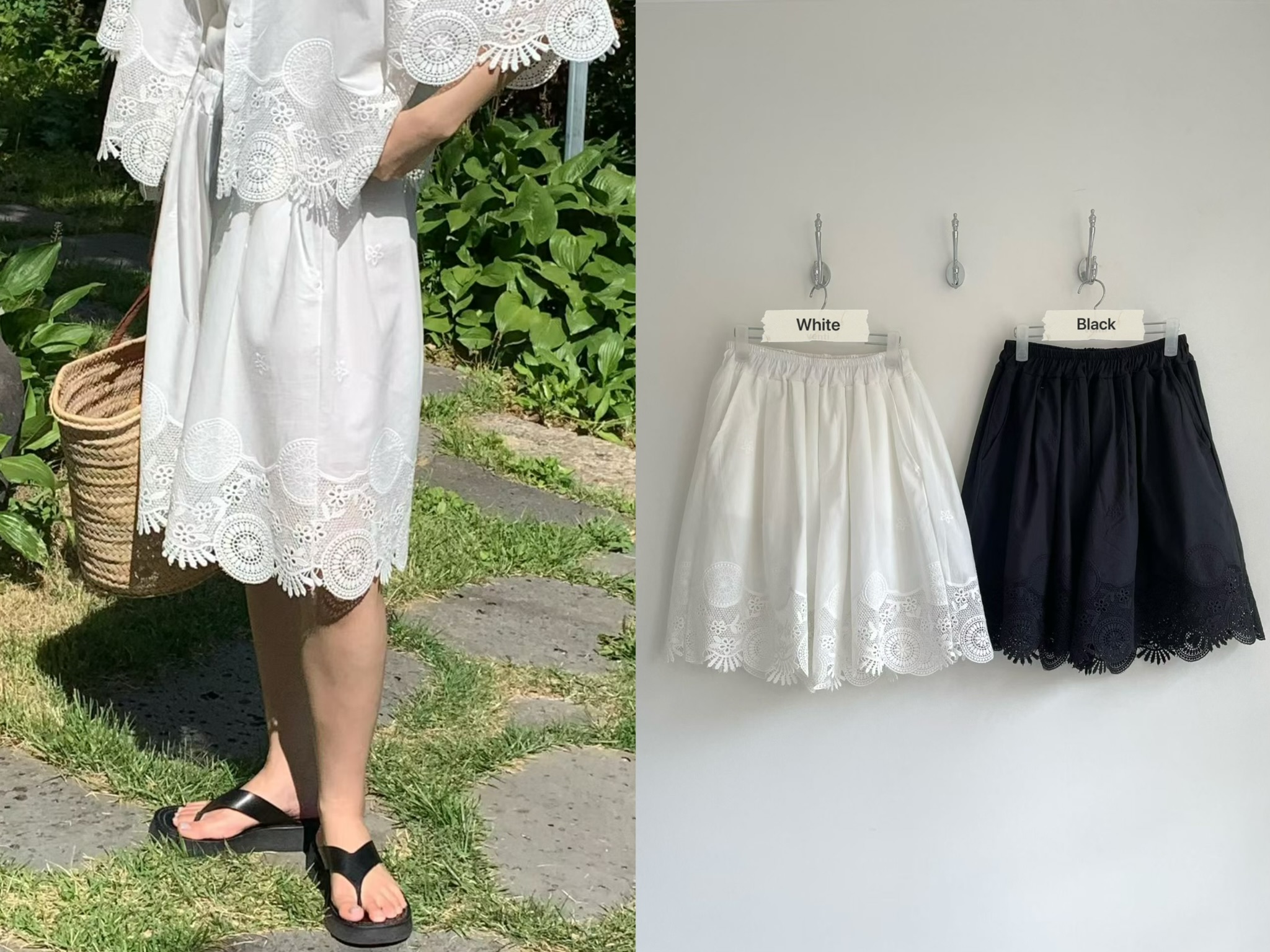 RT20 / DELICATE EMBROIDERED EYELET HEM SHORTS