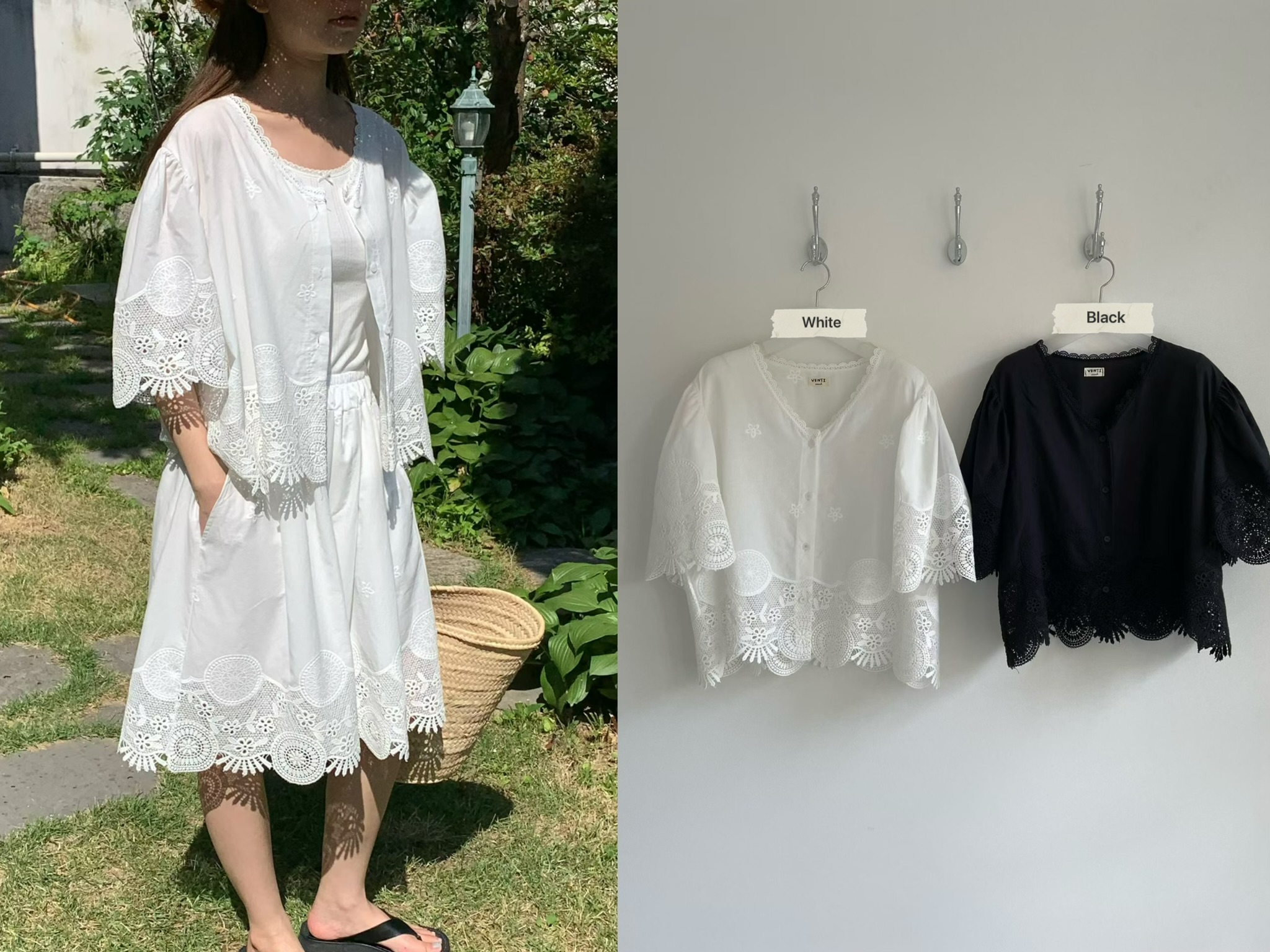 RT21 / DELICATE EMBROIDERED EYELET BUTTON DOWN TOP