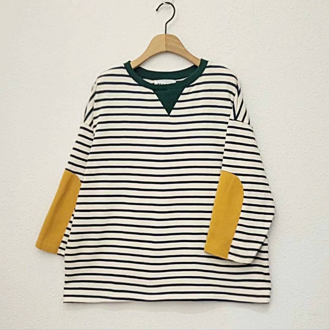 DD36 / COLOR PATCH HORIZONTAL STRIPE LONG SLEEVES TOP