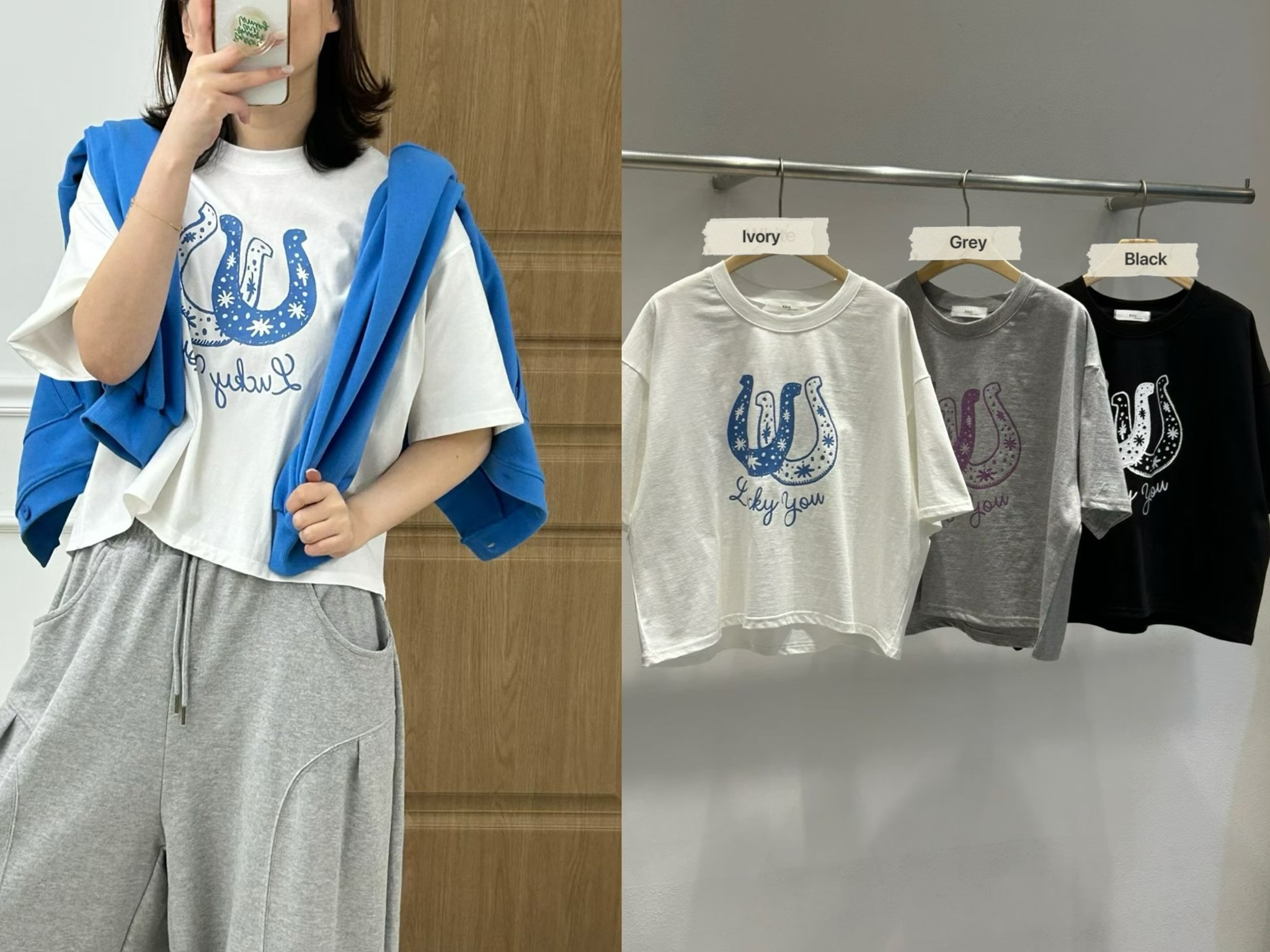 KR09 / LUCKY HORSE SHOE GRAPHIC T-SHIRT