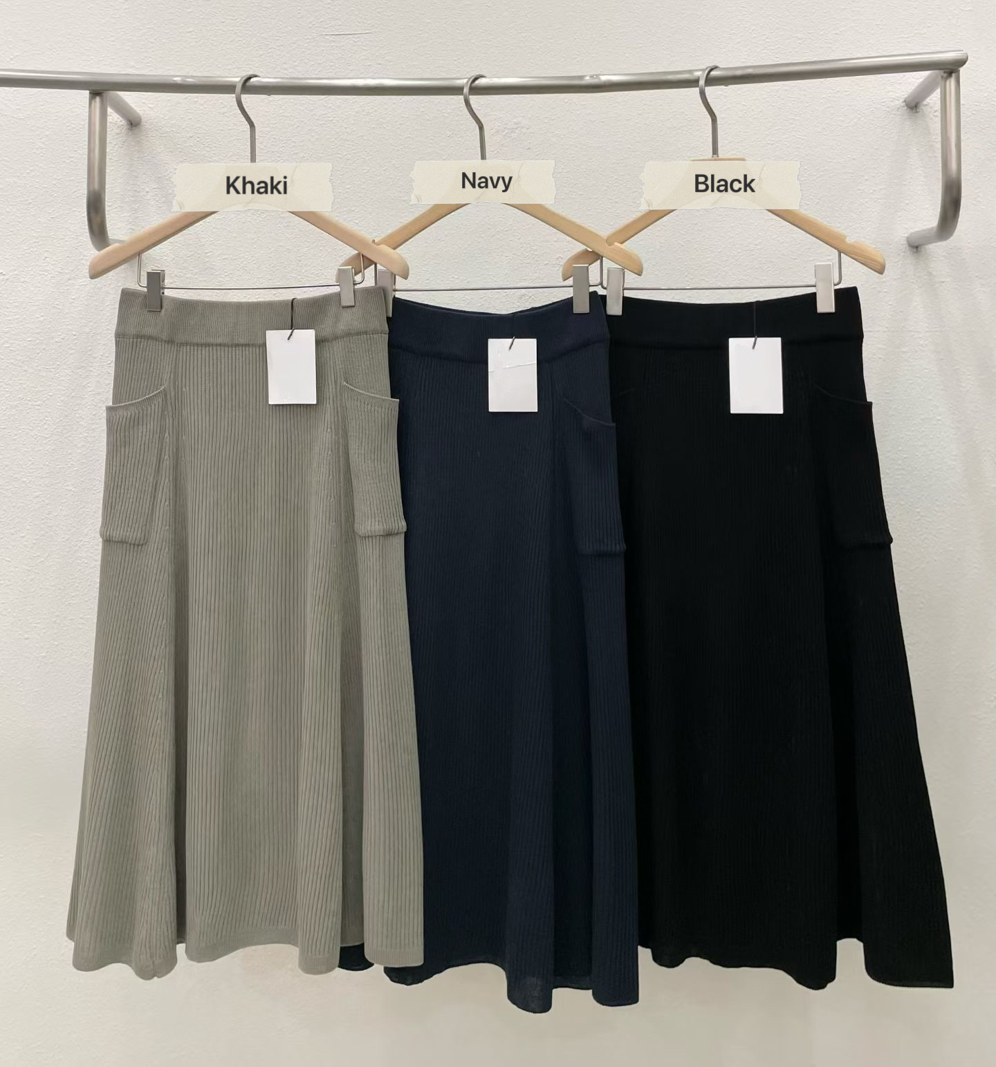 LE16 / BANDED WAIST RIBBED SKIRT