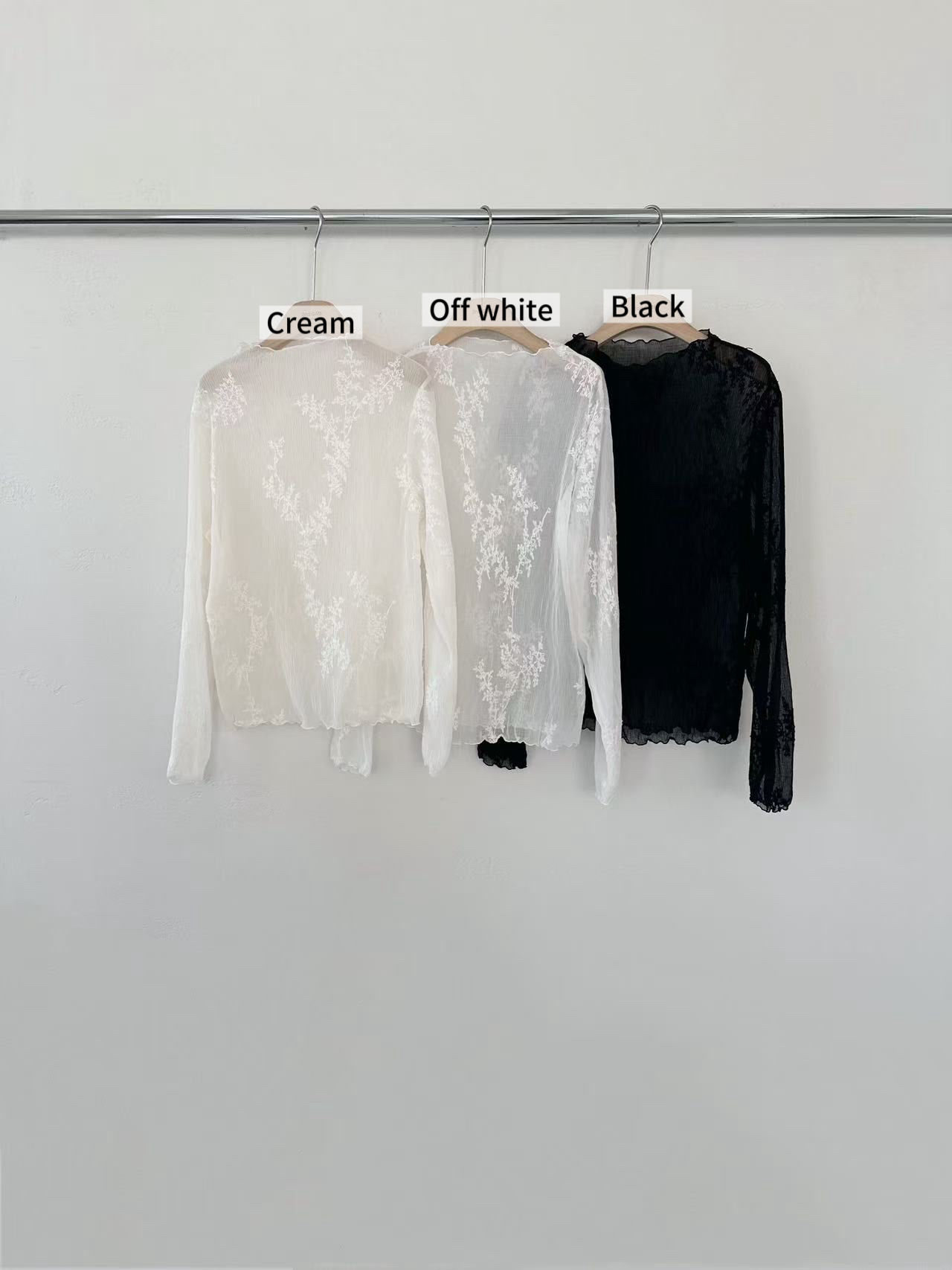 GT03 / Embroidered Semi-Sheer Top