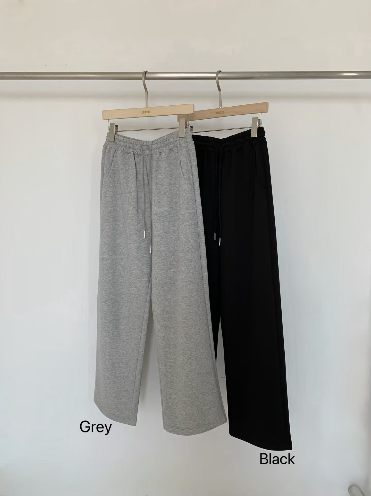 JU02 / ELASTIC WAISTBAND DRAWSTRING STRAIGHT JOGGER PANTS