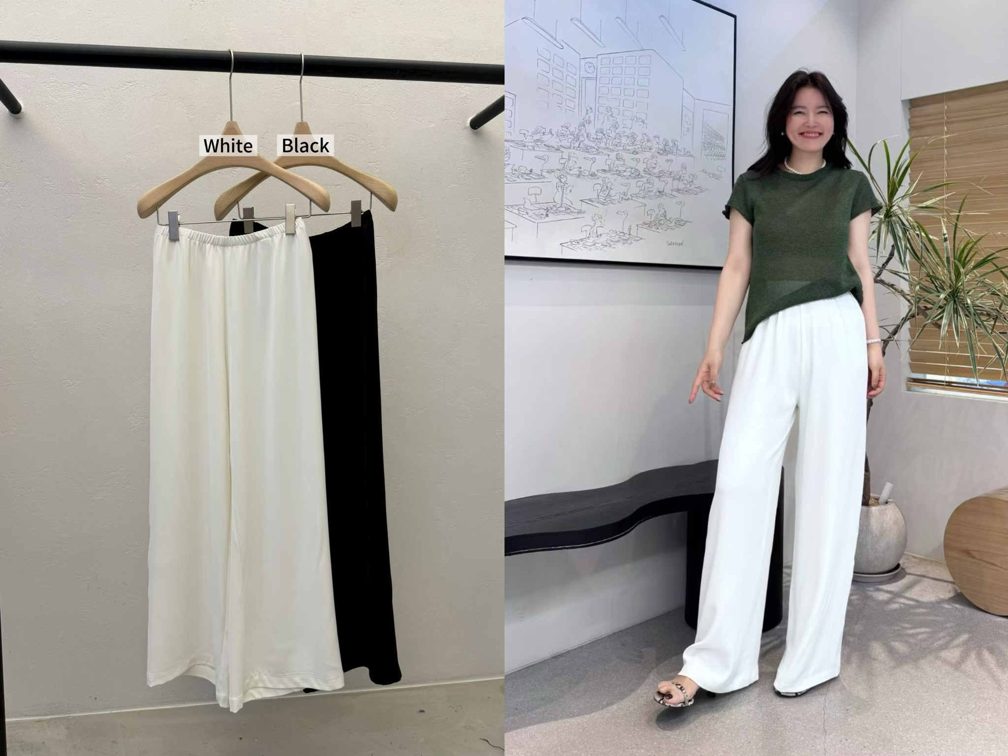 KF44 / ELASTIC WAISTBAND STRAIGHT TROUSERS