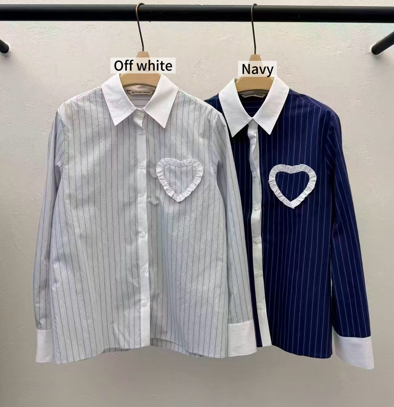 DA21 / PINSTRIPE SHIRT WITH FRONT HEART POCKET