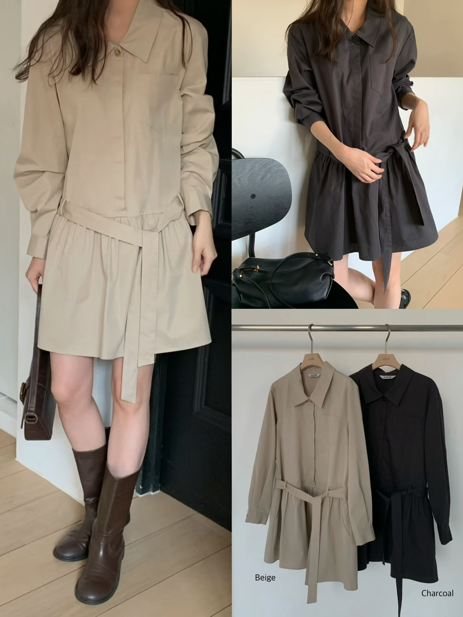 JU16 / MATCHING BELT SHIRT DRESS