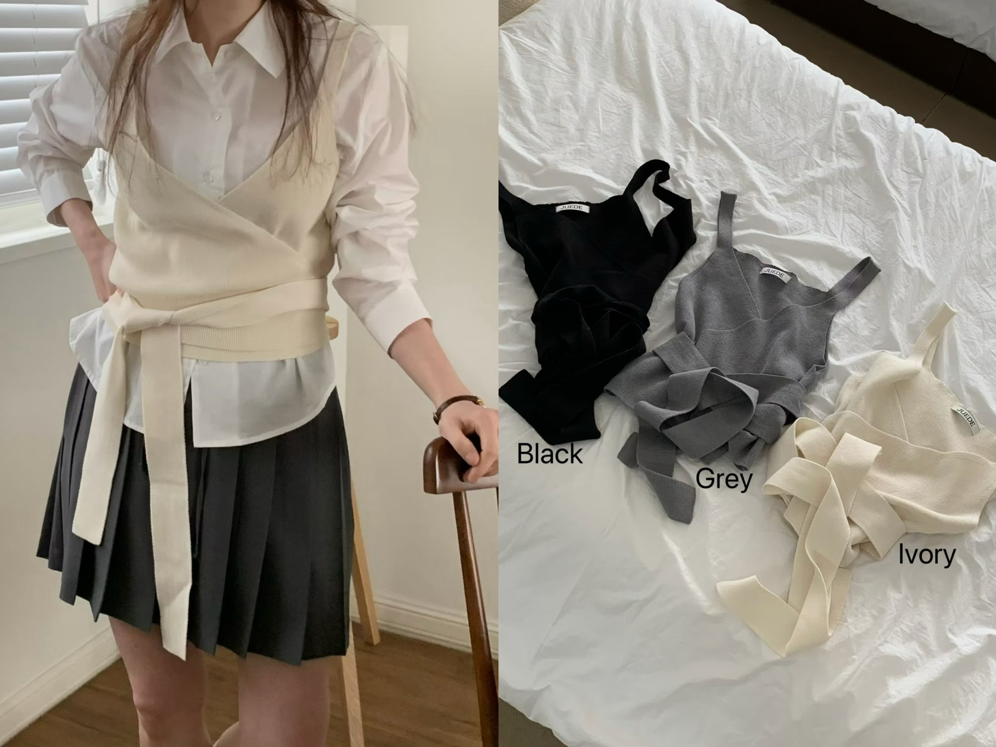 JU13 / WRAP OVER KNIT VEST