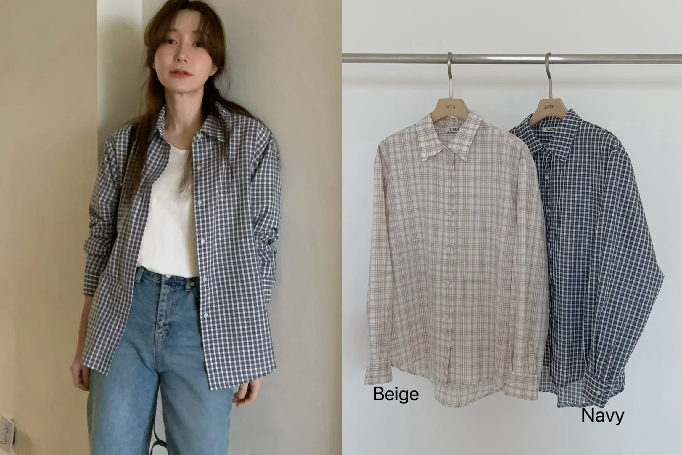 JU06 / PLAID BUTTON DOWN SHIRT