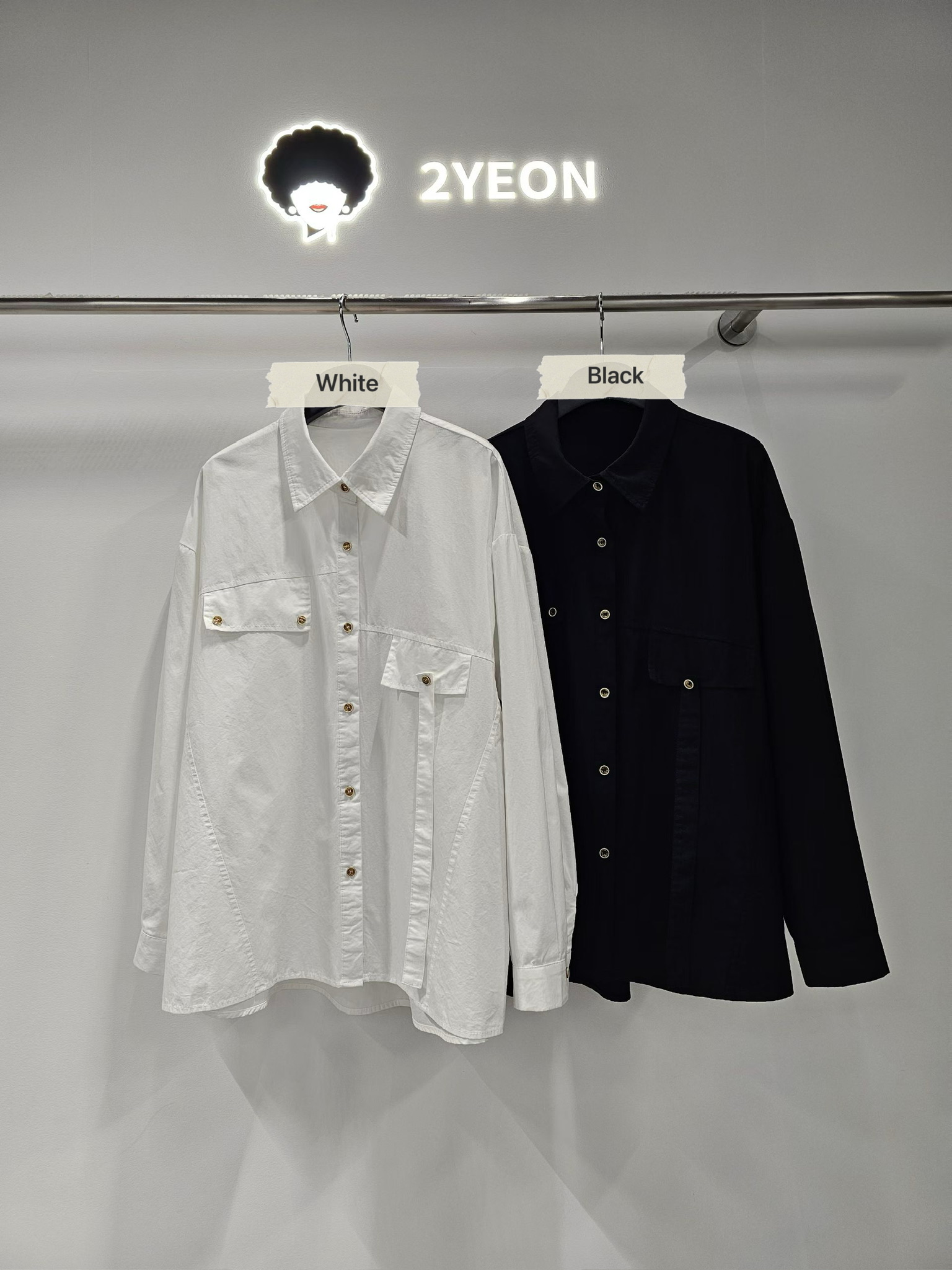 NY01 / Irregular Button Flap Detail Shirt