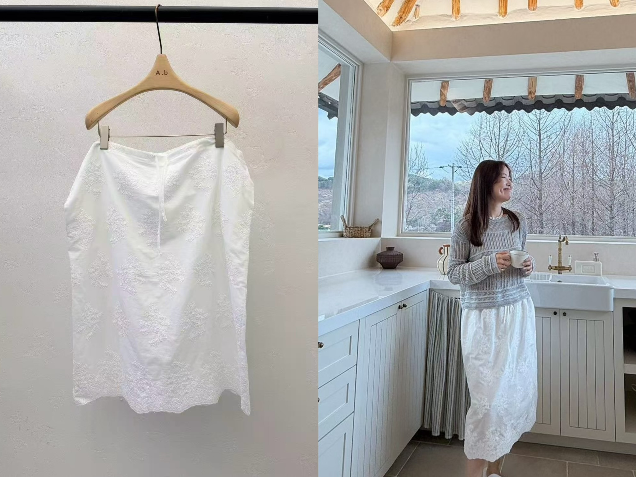 DA15 / DRAWSTRING BRODERIE SKIRT