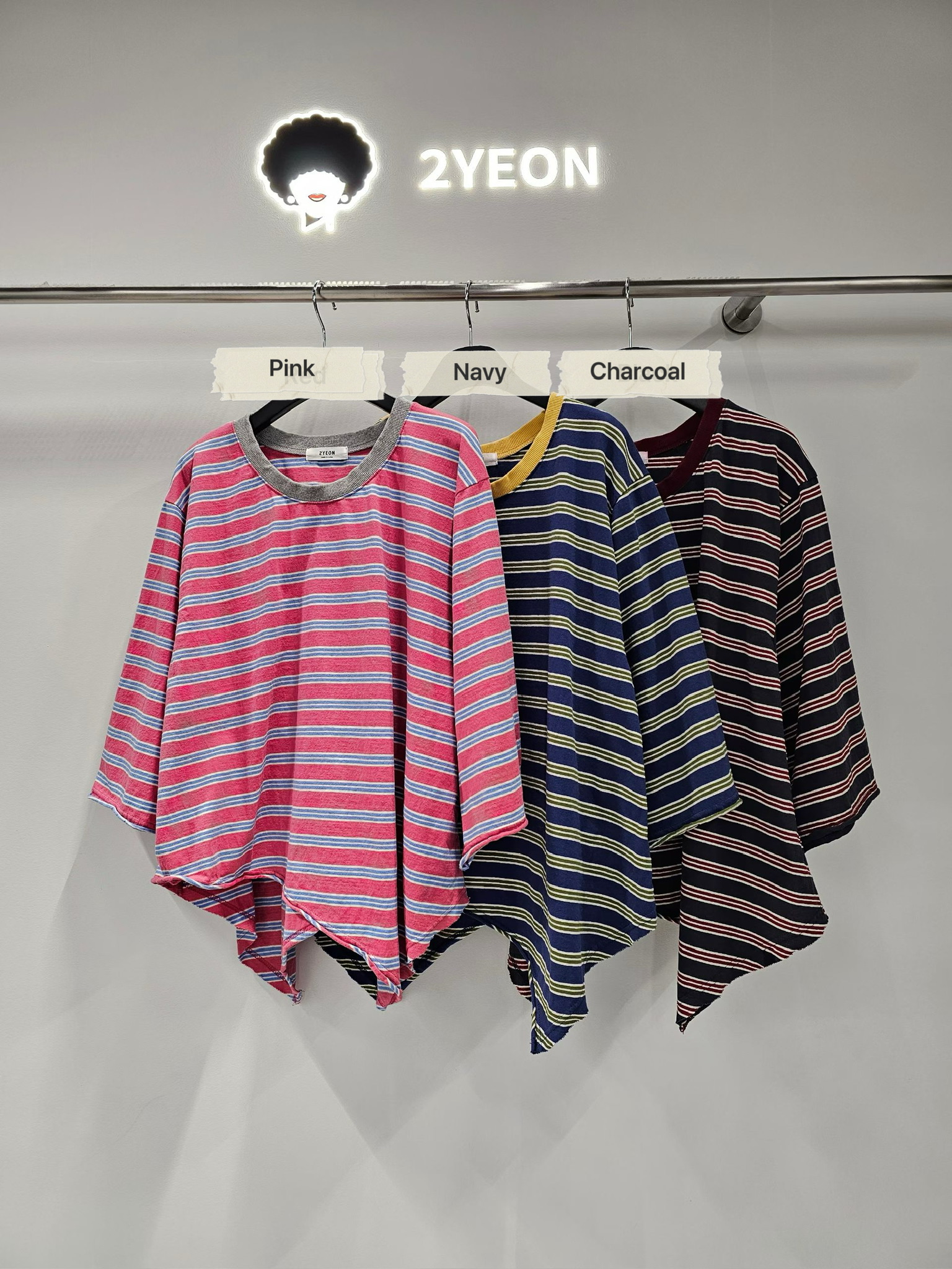 NY06 / Irregular Hem Stripe Tee