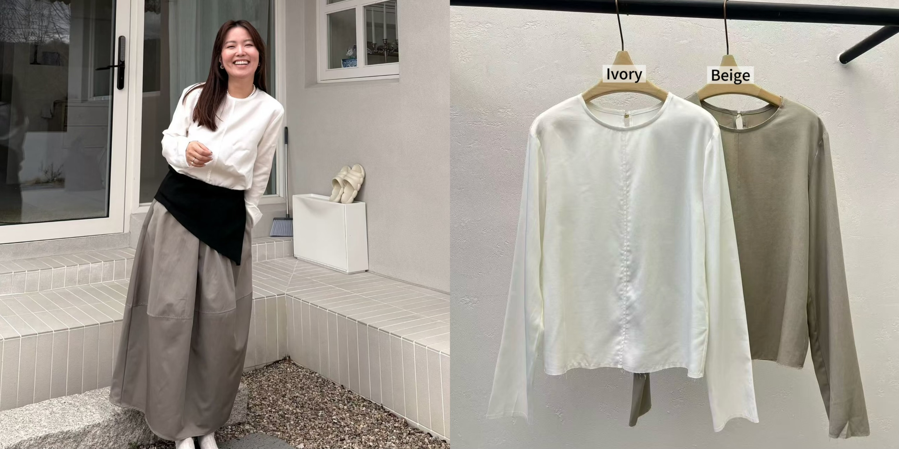 DA23 / TENCEL ROUND NECKLINE BLOUSE