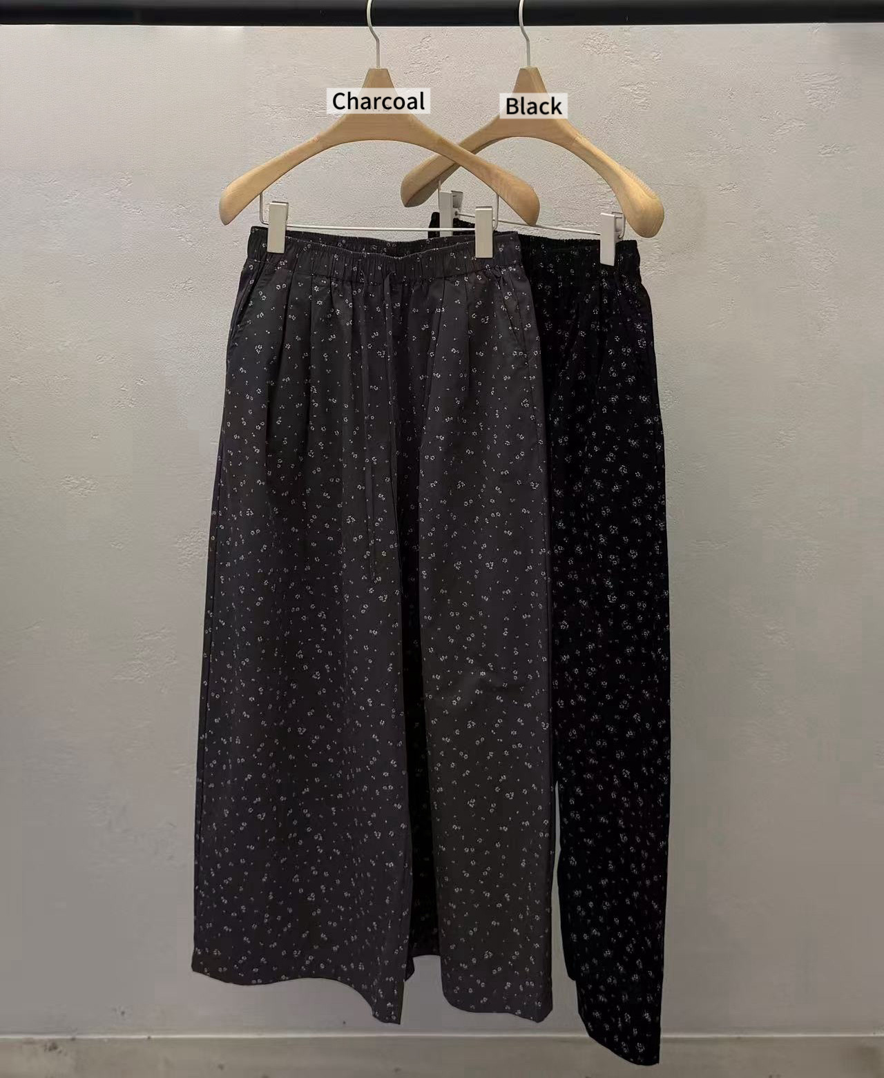 GA38 / ELASTIC WAISTBAND DITSY FLORAL PANTS