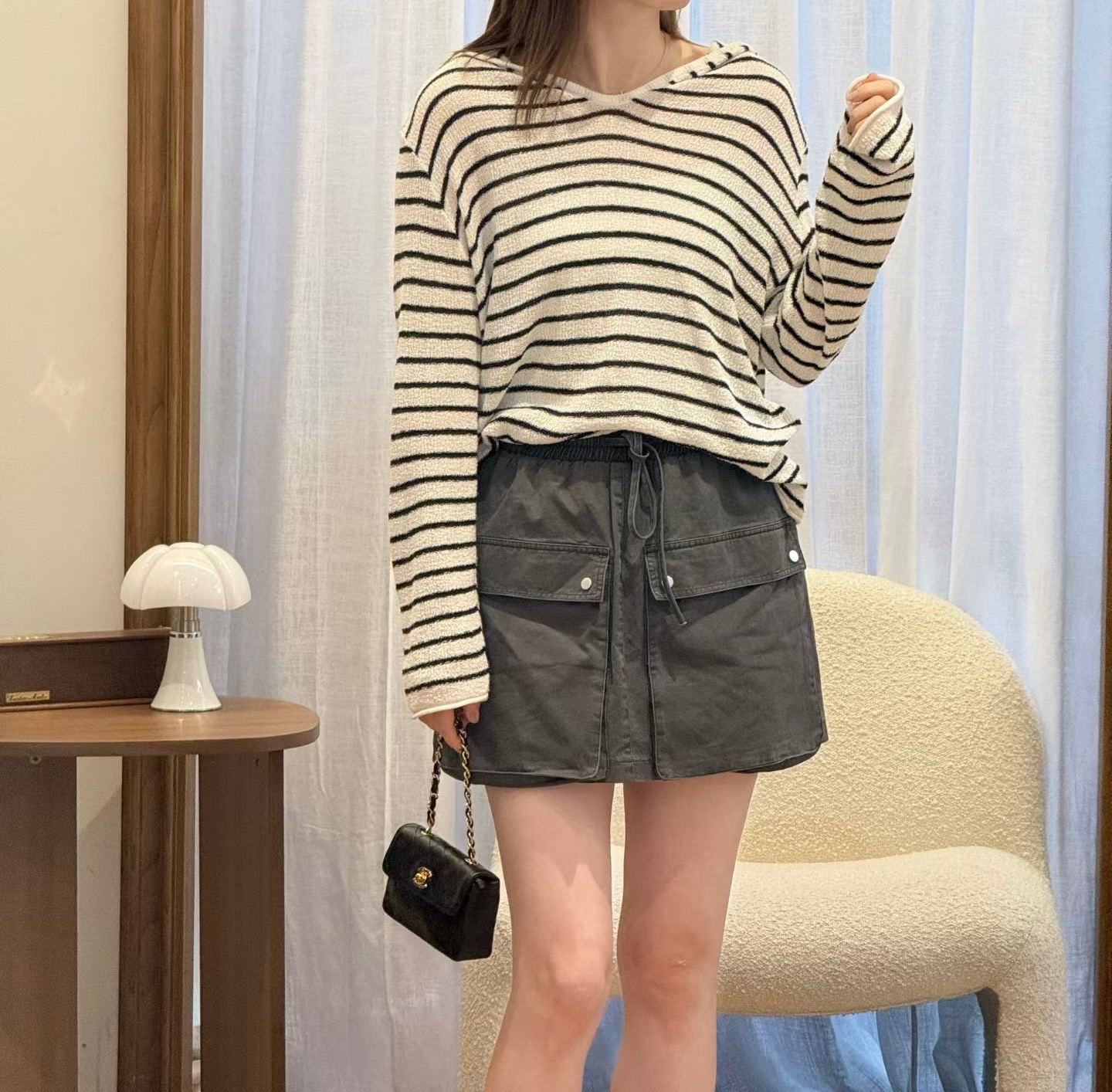 GA41 / ELASTIC WAISTBAND SKORTS WITH OVERSIZED POCKETS