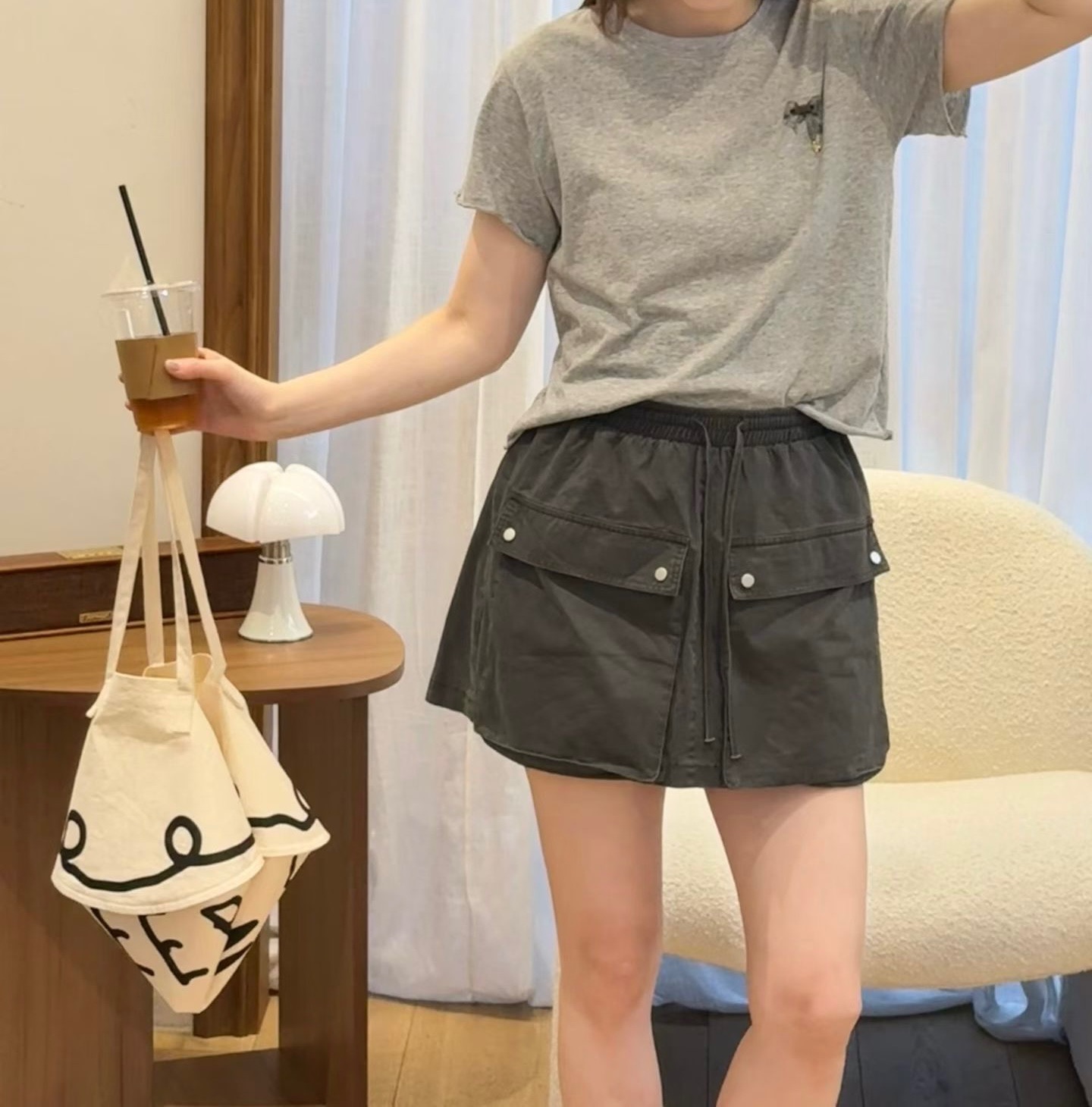 GA41 / ELASTIC WAISTBAND SKORTS WITH OVERSIZED POCKETS