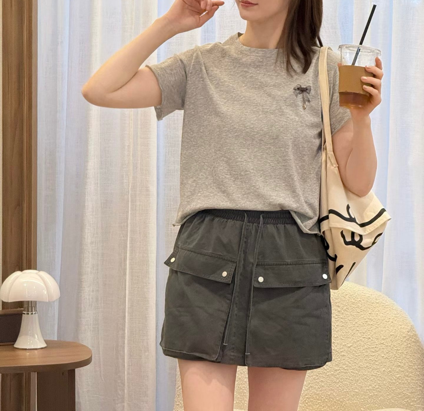 GA41 / ELASTIC WAISTBAND SKORTS WITH OVERSIZED POCKETS