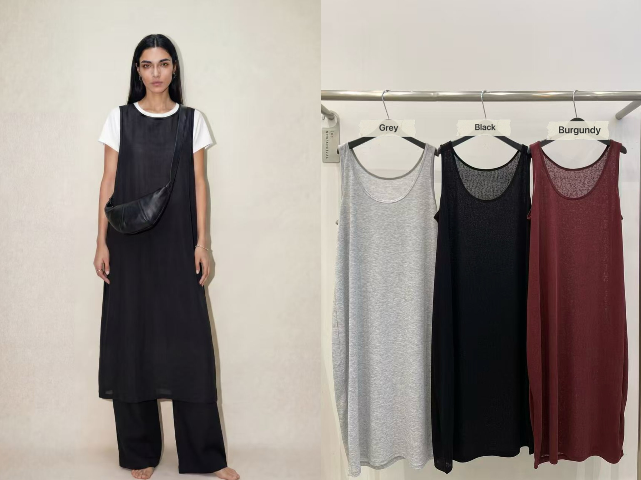 JY29 / LAYERING SCOOP NECKLINE TEE-SHIRT DRESS