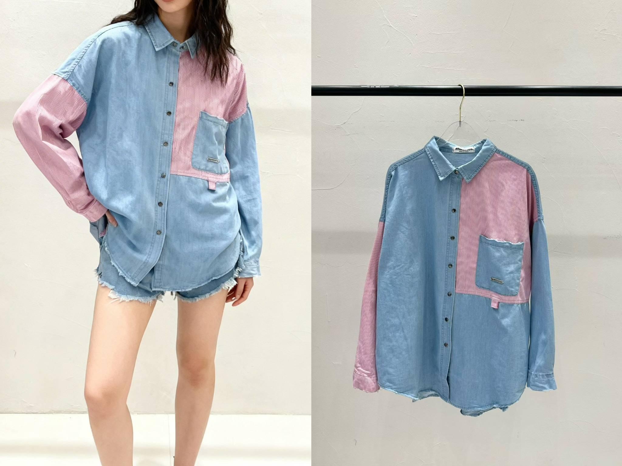 BF02 / Button Down Colour-block Shirt 