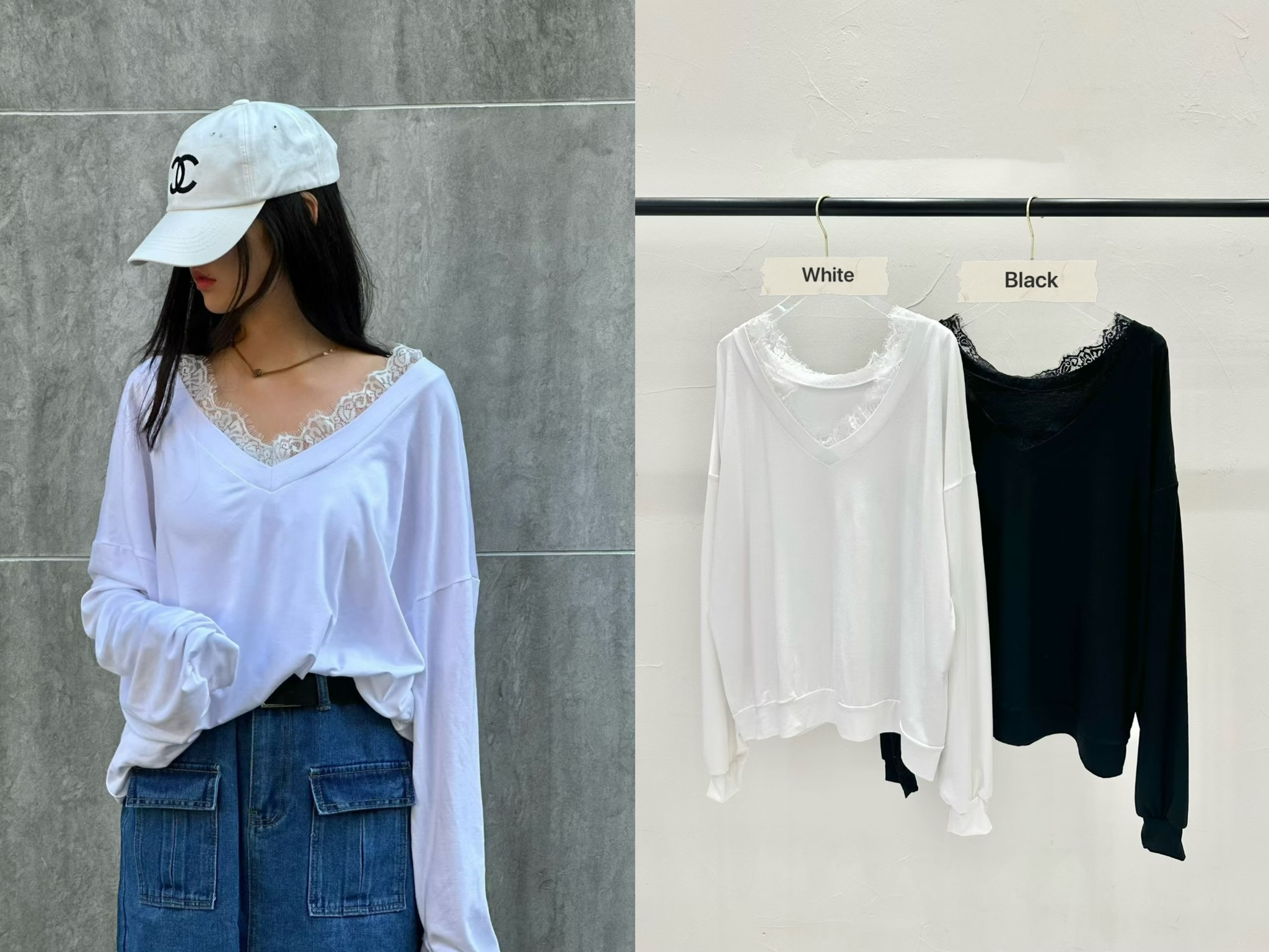 BF06 / V-neckline Lace Trim Top (BF06)