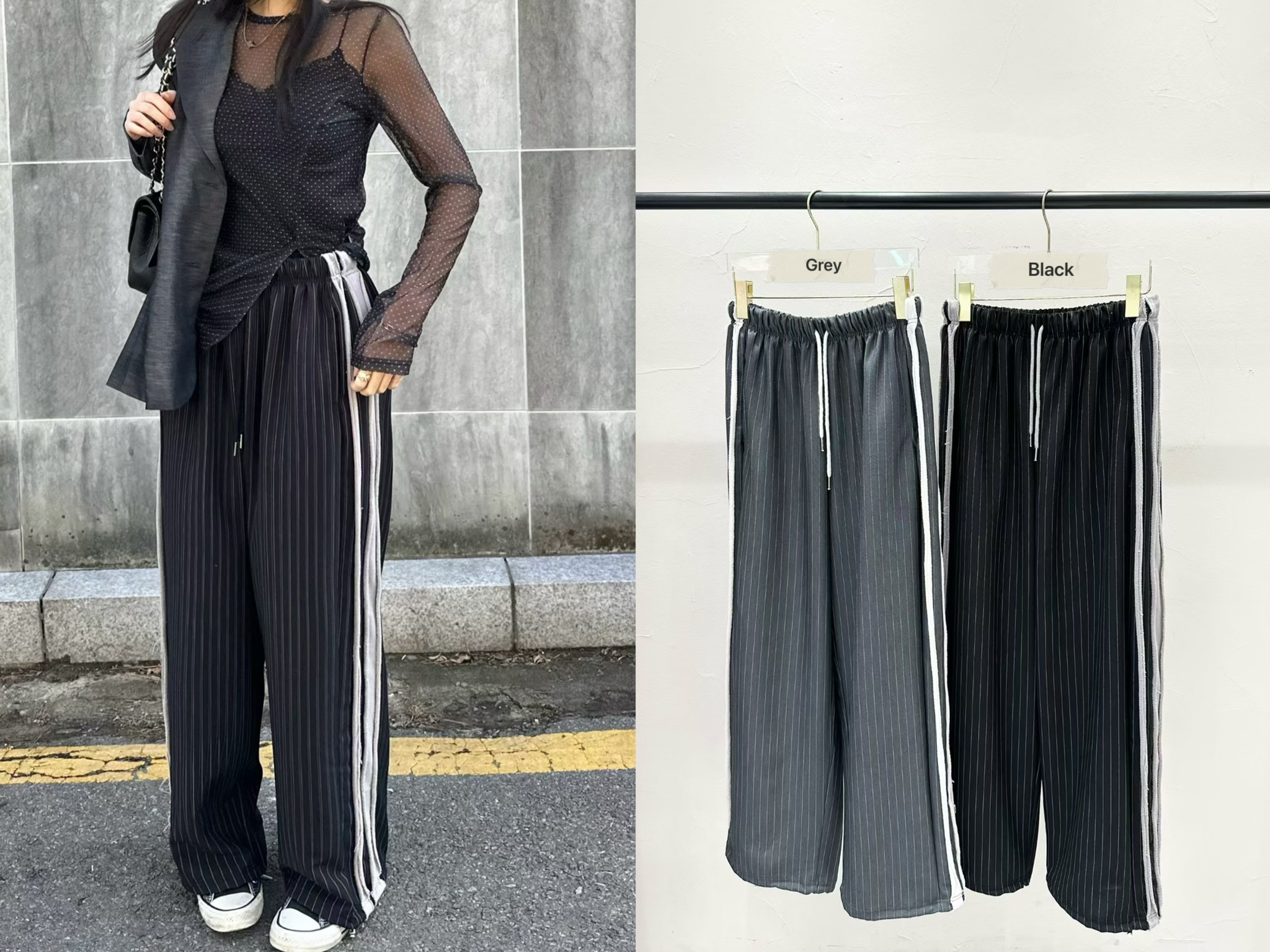 BF09 / Side Panelled Striped Trousers 
