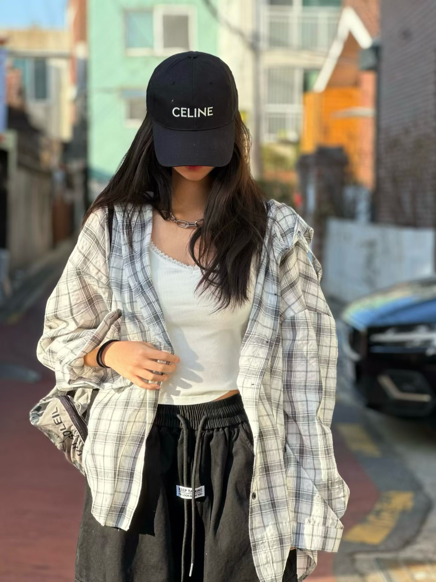 BF10 / Check Plaid Oversized Hooded Shirt