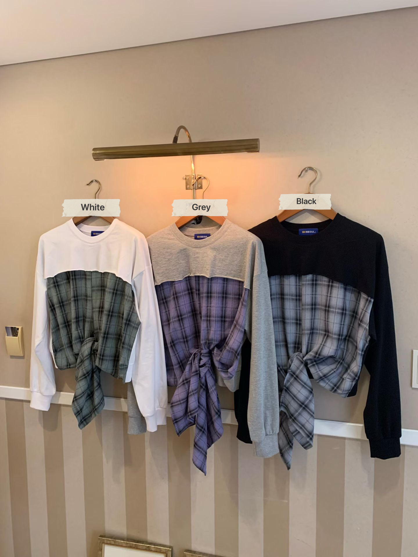 KL03 / LAYERED PLAID TOP WITH FRONT-TIE DETAIL