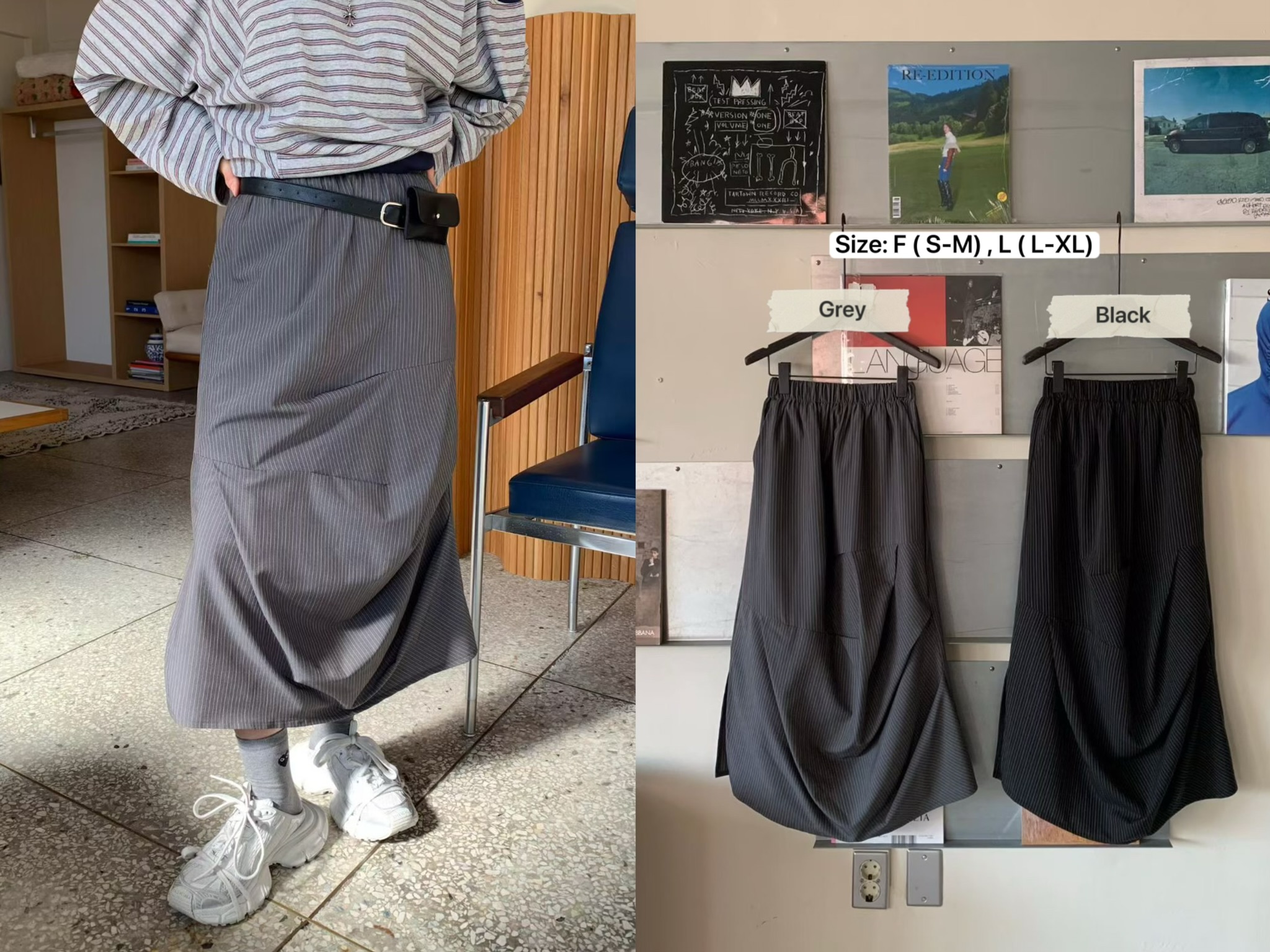 KL13 / BANDED WAIST DRAPE SKIRT