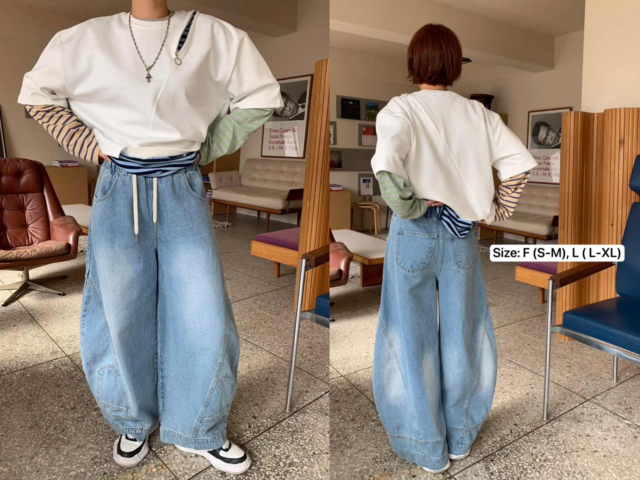 KL11 / LIGHY WASH BARREL JEANS