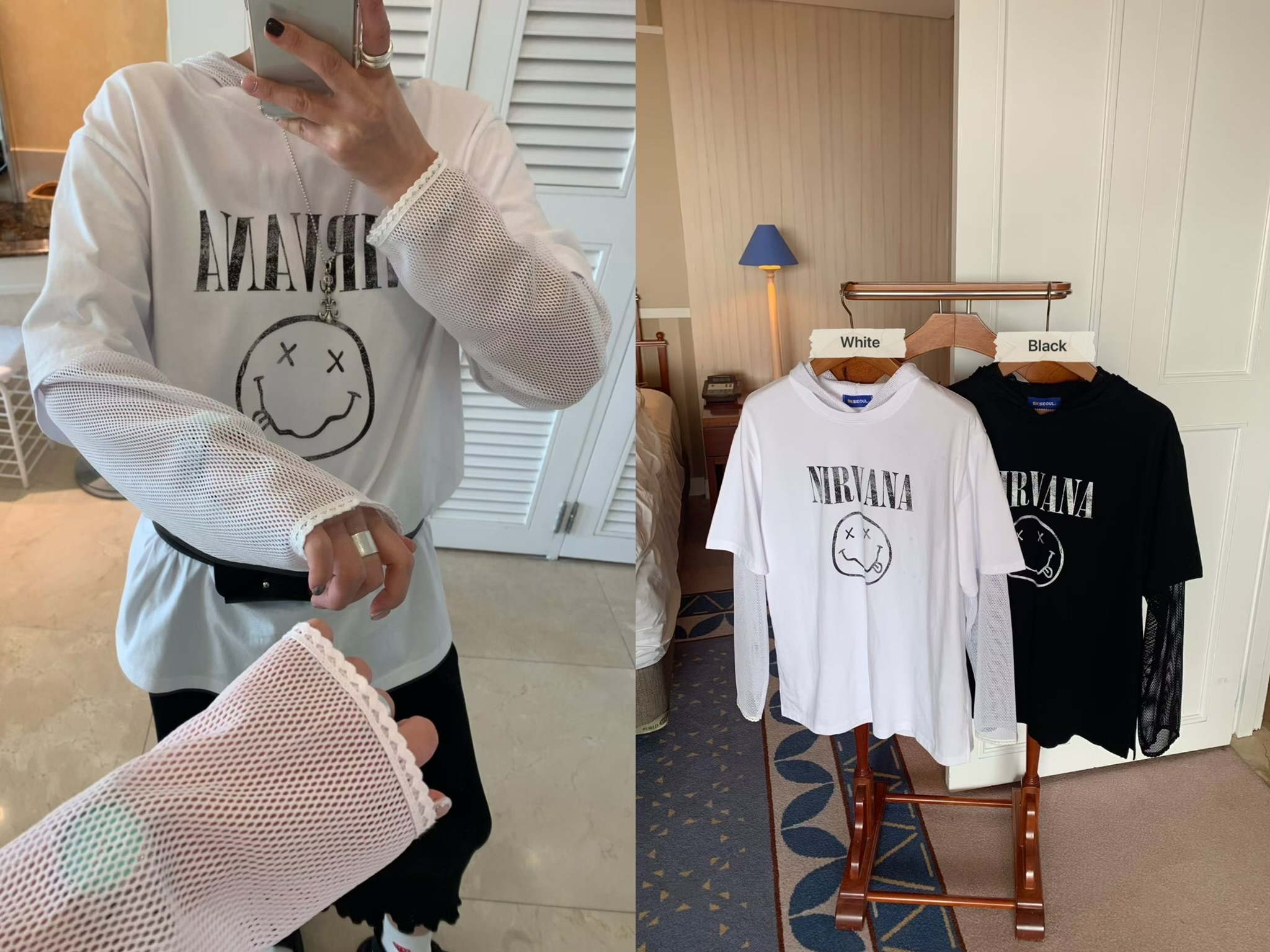 KL02 / NIRVANA NETTED SLEEVES TEE