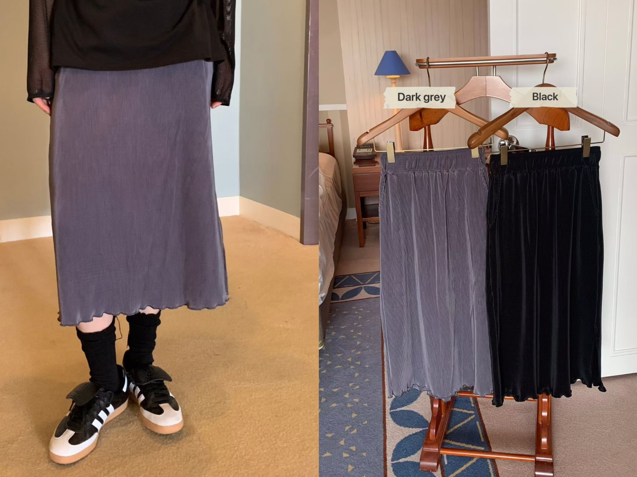 KL01 / BANDED WAIST TEXTURED SKIRT