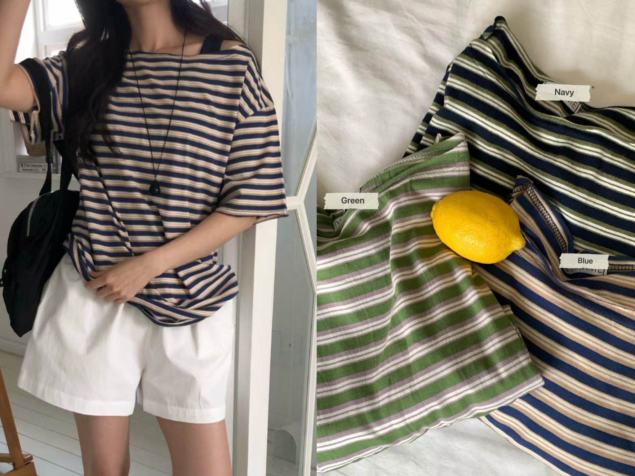 FG06 / WIDE NECKLINE STRIPE TEE