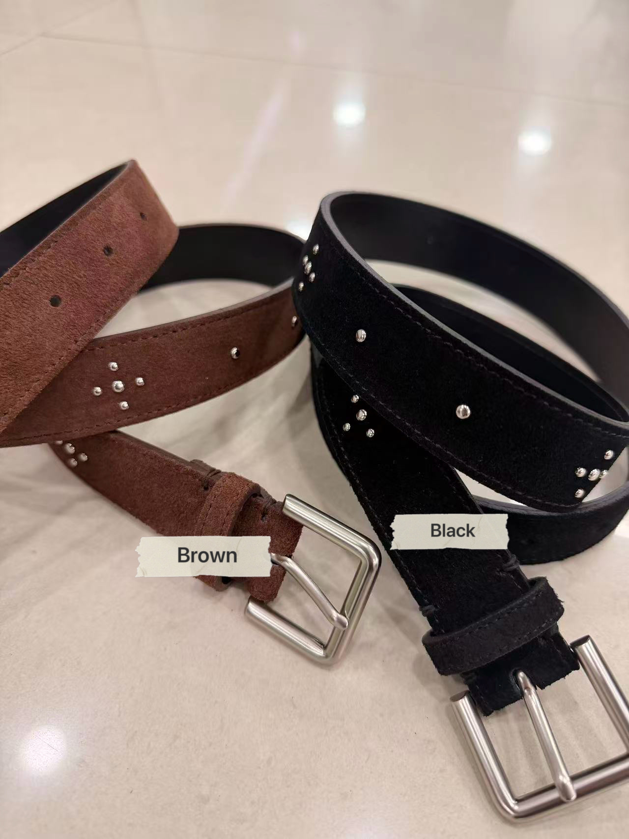 PT32 / SUEDED LEATHER STUDDED BELT
