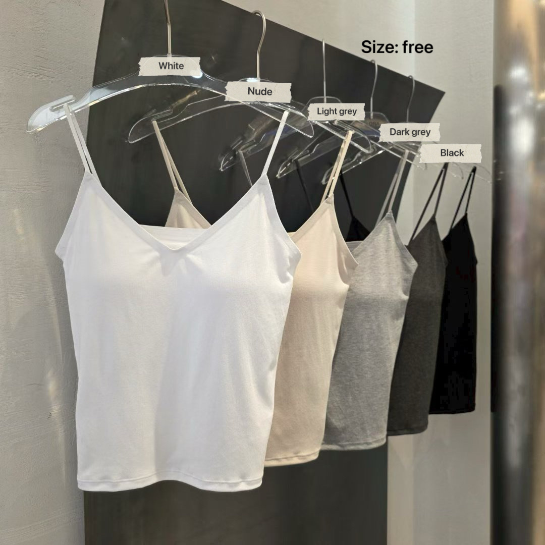 LK08 / Cotton V-Neck Padded Tank Top