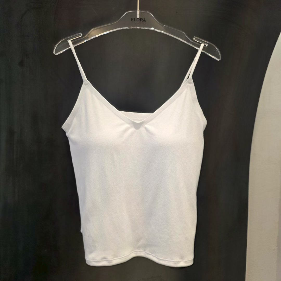 LK08 / Cotton V-Neck Padded Tank Top