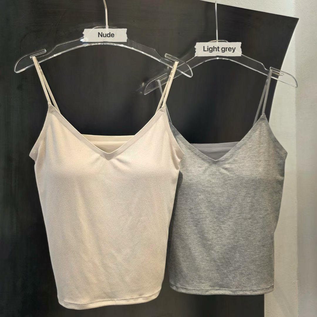 LK08 / Cotton V-Neck Padded Tank Top