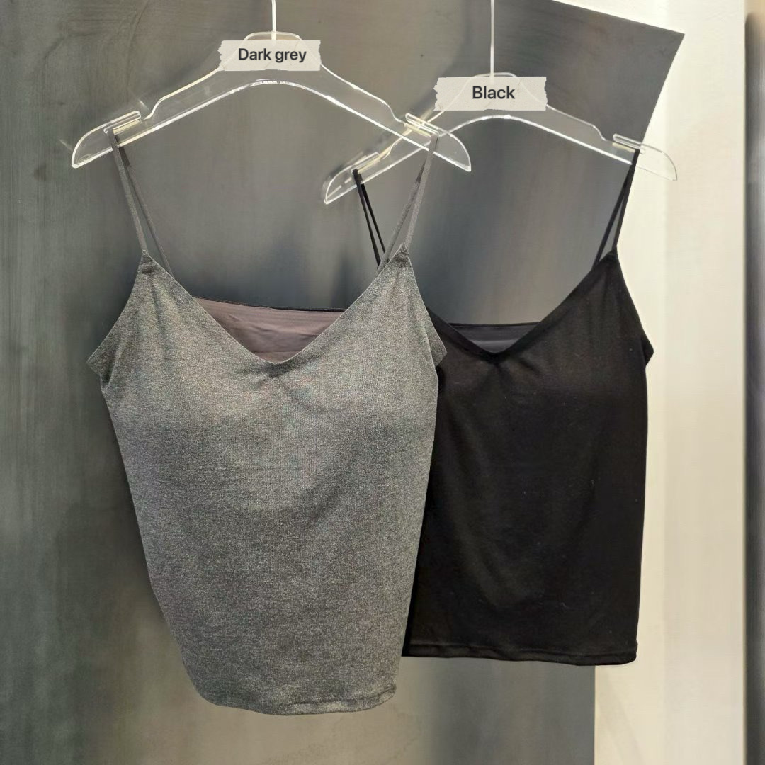 LK08 / Cotton V-Neck Padded Tank Top