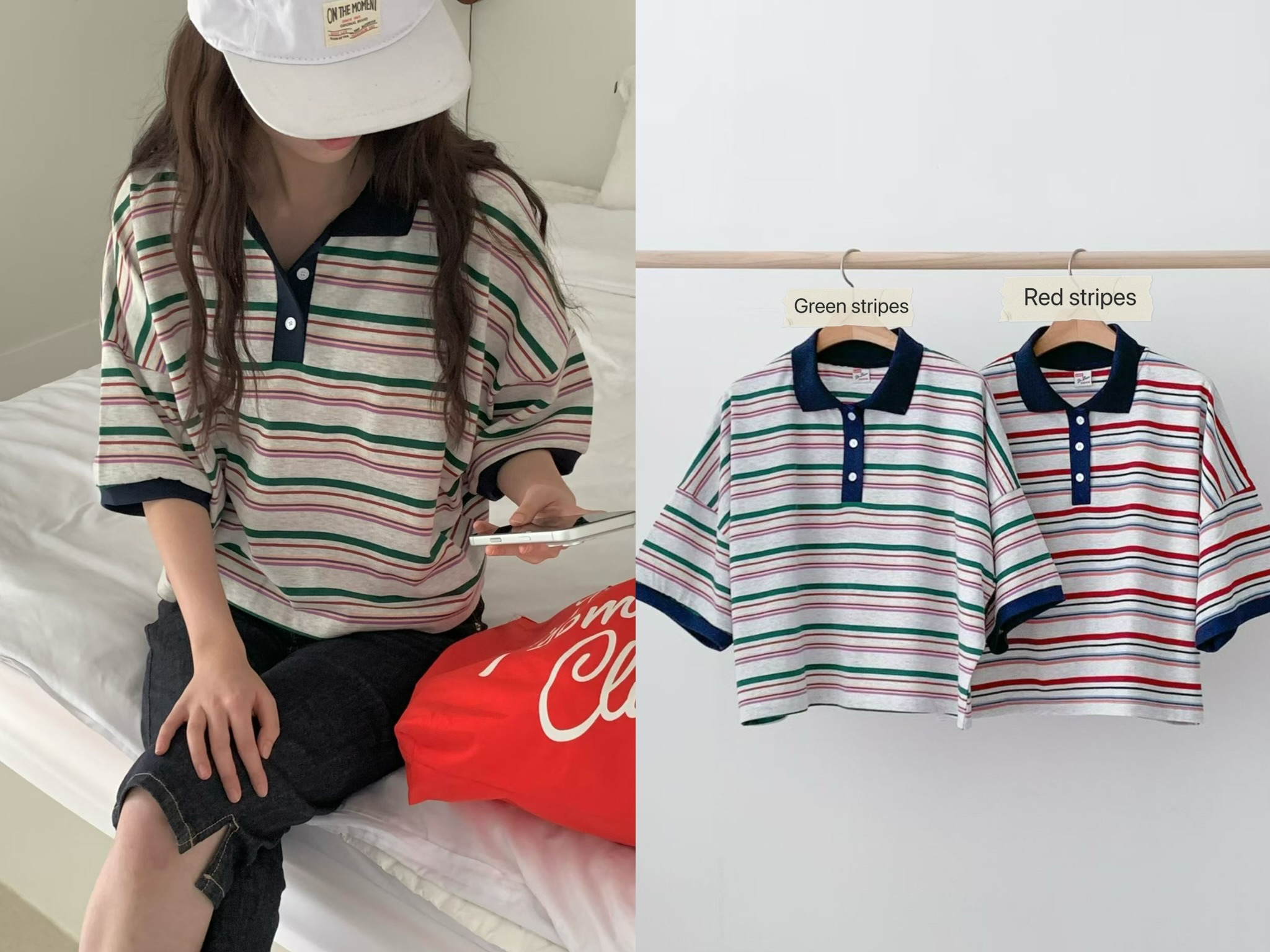 PG39 / DROP SHOULDER STRIPE POLO