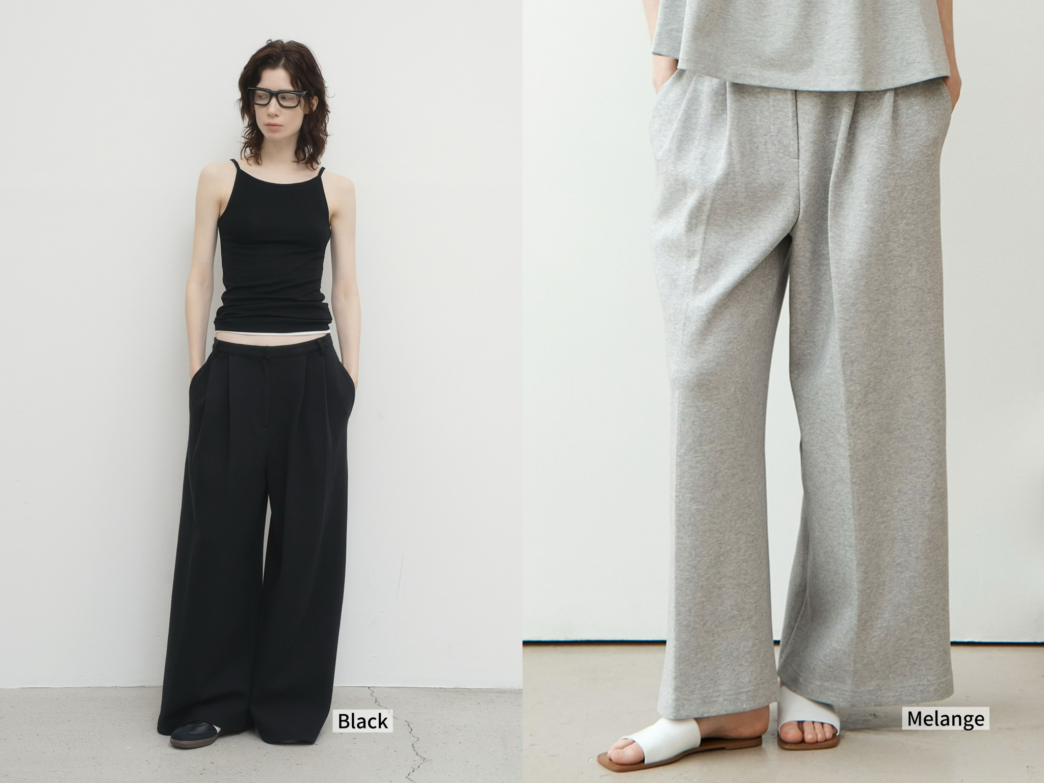 WW24 / TUCK WIDE CUSHION SLACKS