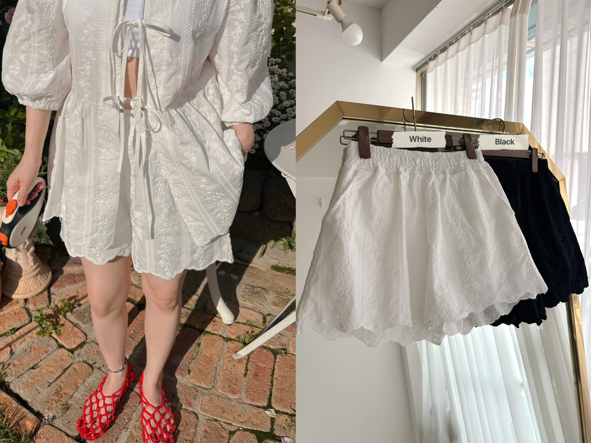 YQ31 / EMBROIDERED POCKET SHORTS 