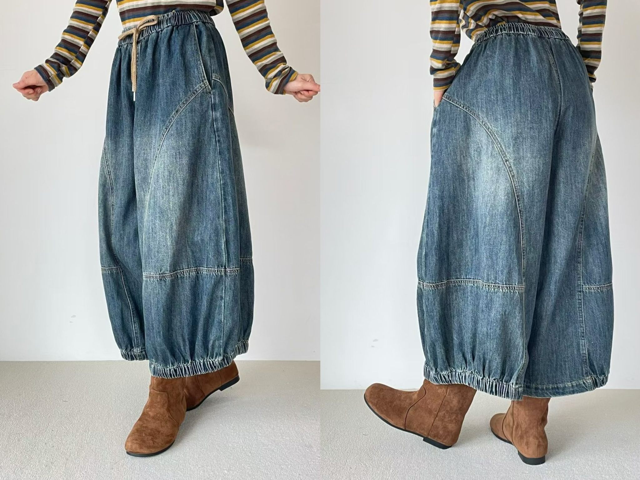YQ28 / BALLOON DENIM HAREM PANTS