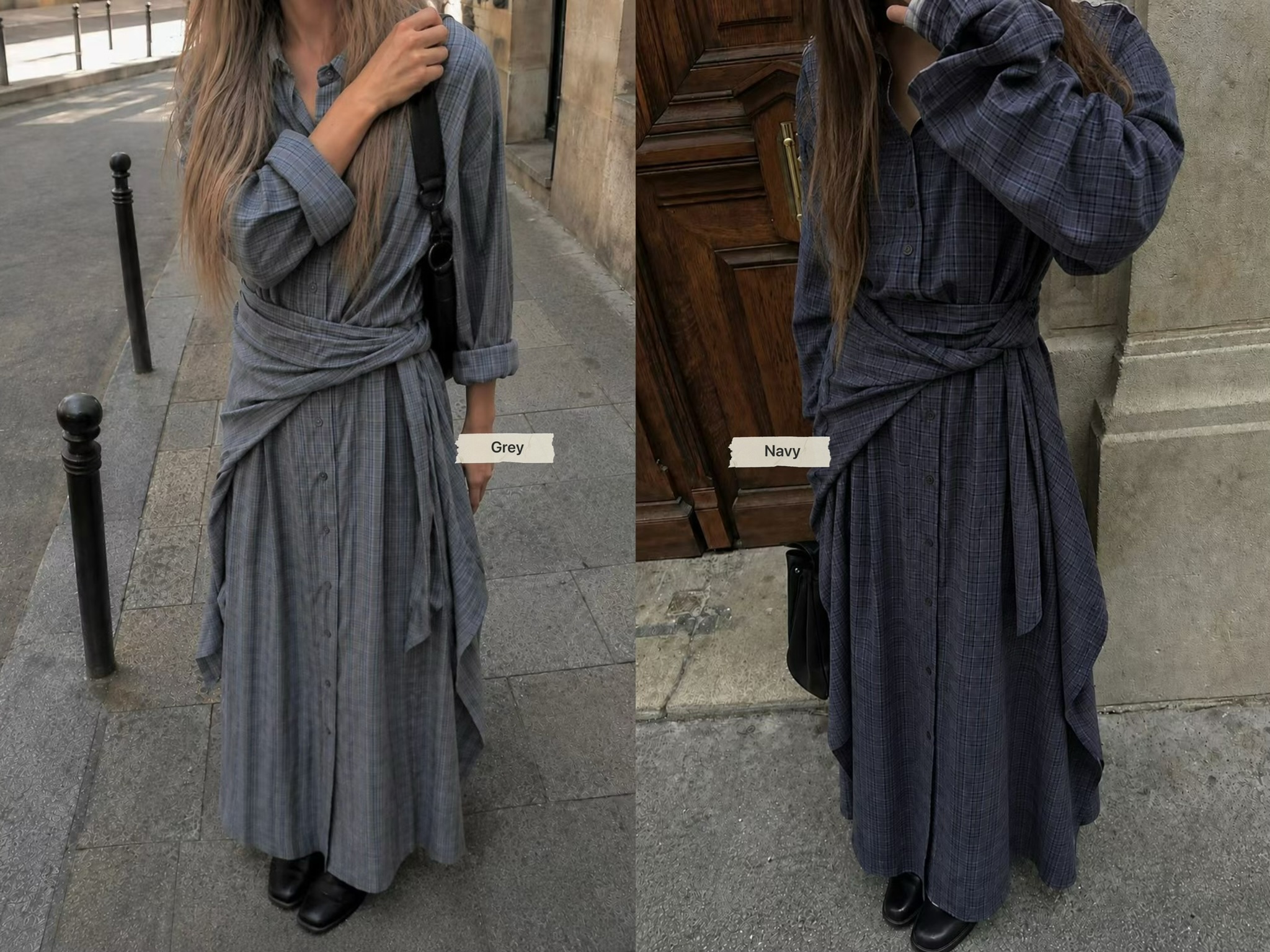 YQ39 / BUTTON DOWN WRAP AROUND SHIRT DRESS