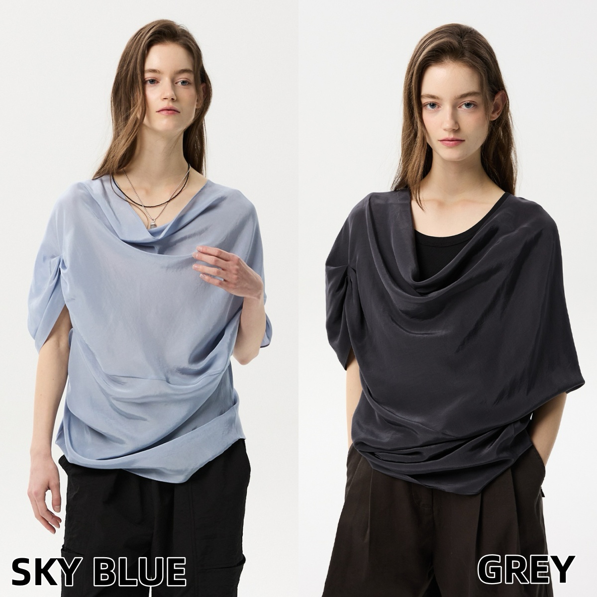 ML09 / UNBALANCED DRAPE SHIRTS